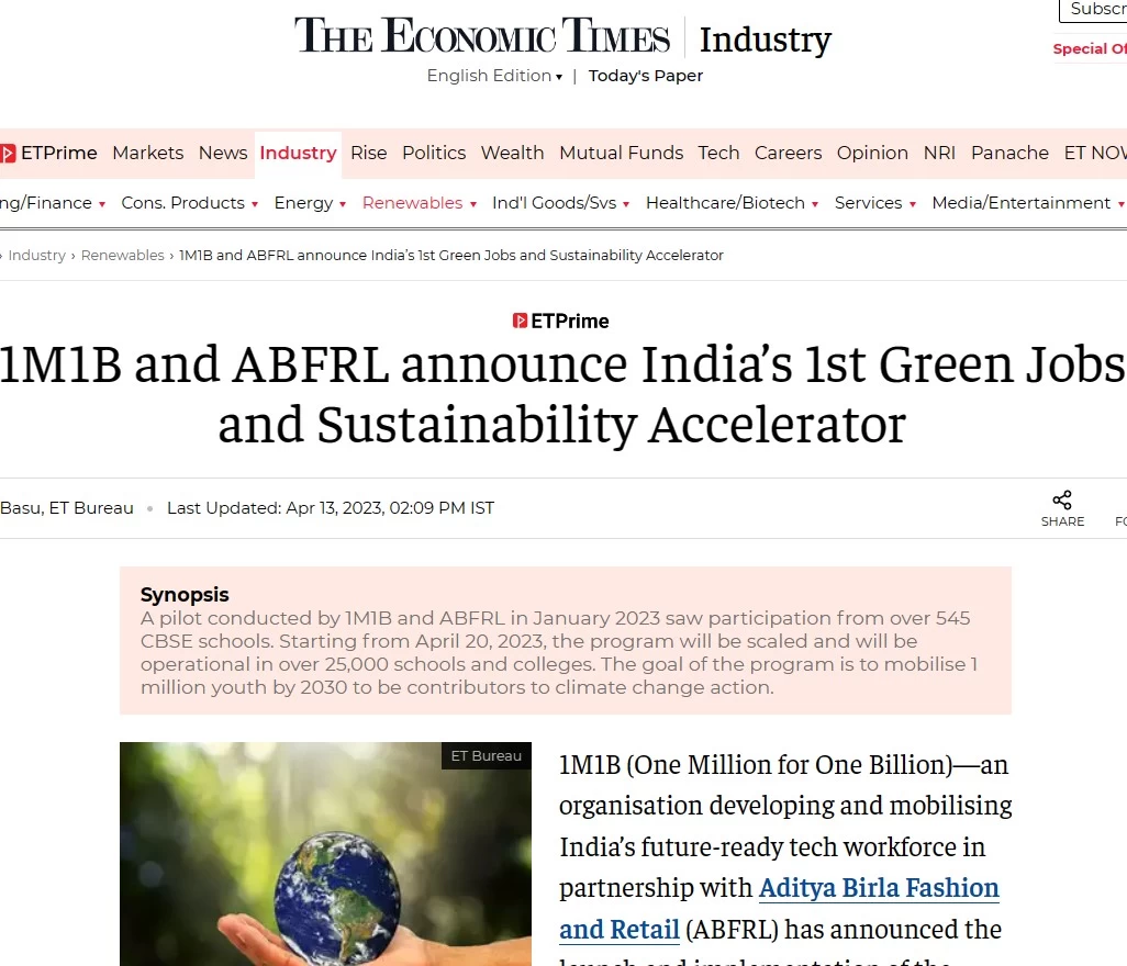 ABFRL in Economic Times