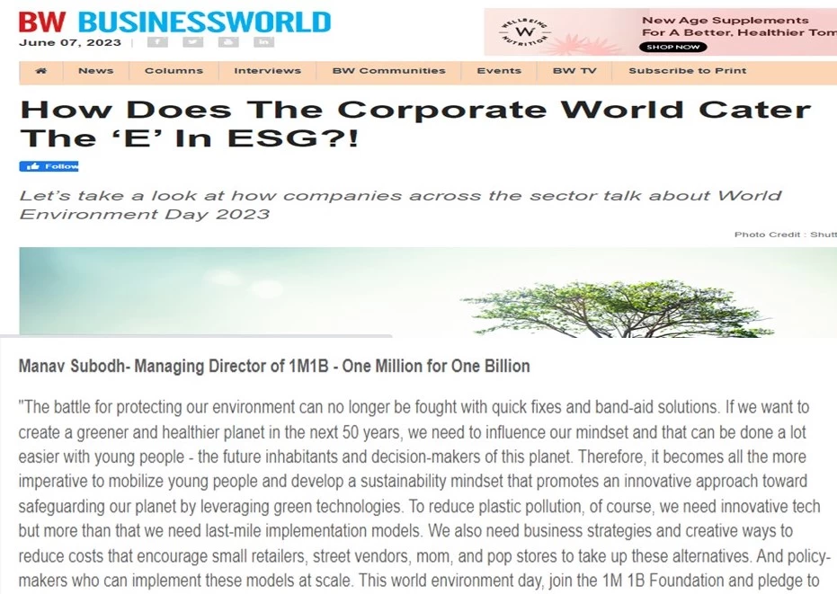 World Environment Day in Business World- May 5 2023.