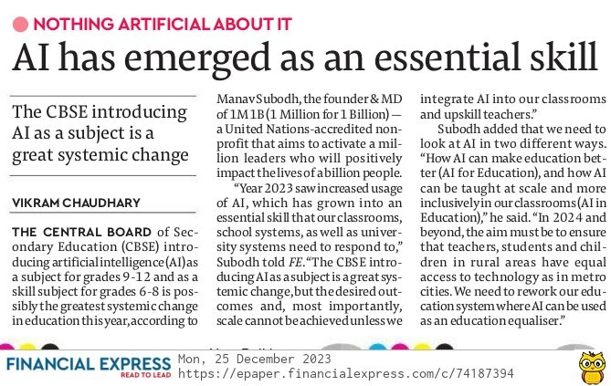Financial Express newspaper- All editions- Dec 25 2023