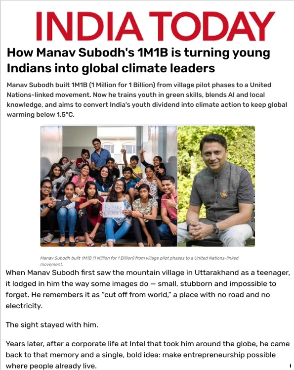 Coverage of 1M1B in India Today Oct 18 2025