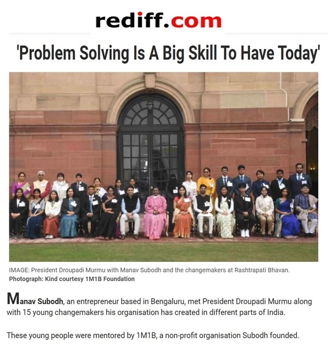 Coverage of 1M1B in Rediff on Jan 25 2025